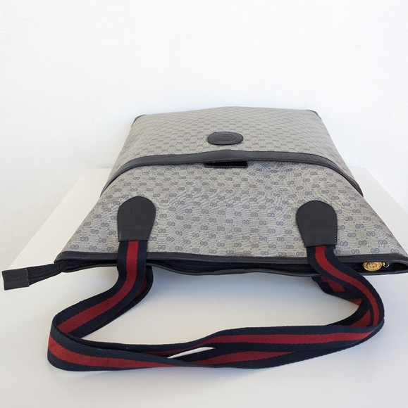 💚 Gucci Vintage GG Mini Monogram Canvas Large Tote Shoulder Bag VTG - Picture 3 of 16